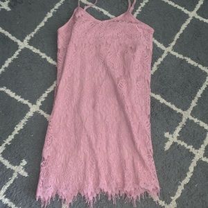 Pink lace mini dress
